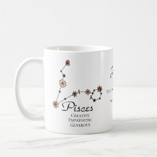 Mug Pisces Zodiac étoile signe Fleur Constellation