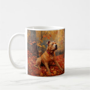Mug Pitbull à l'automne Feuilles automne Inspiration