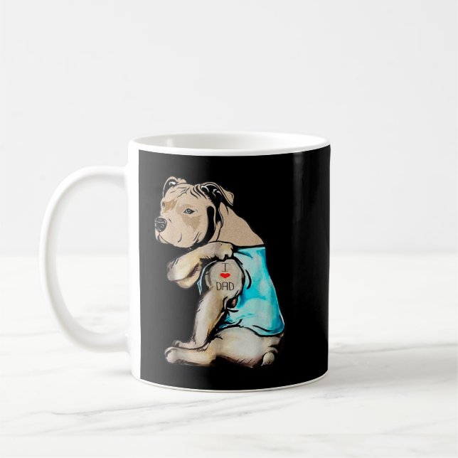 Mug Pitbull Chien I Love Papa Tattoo Funny Family T-sh (Gauche)