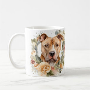 Mug Pitbull Christmas Wreath Festive Pup