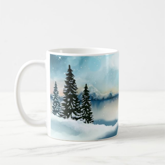 Mug Pittoresque Winter Wonderland aquarelle peinture (Gauche)