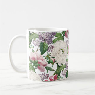 Mug Pivoines et lilas Motif aquarelle de jardin de fle