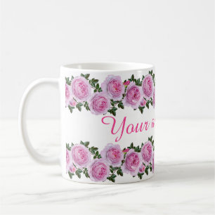 Mug Pivoines roses vintages personnalisées