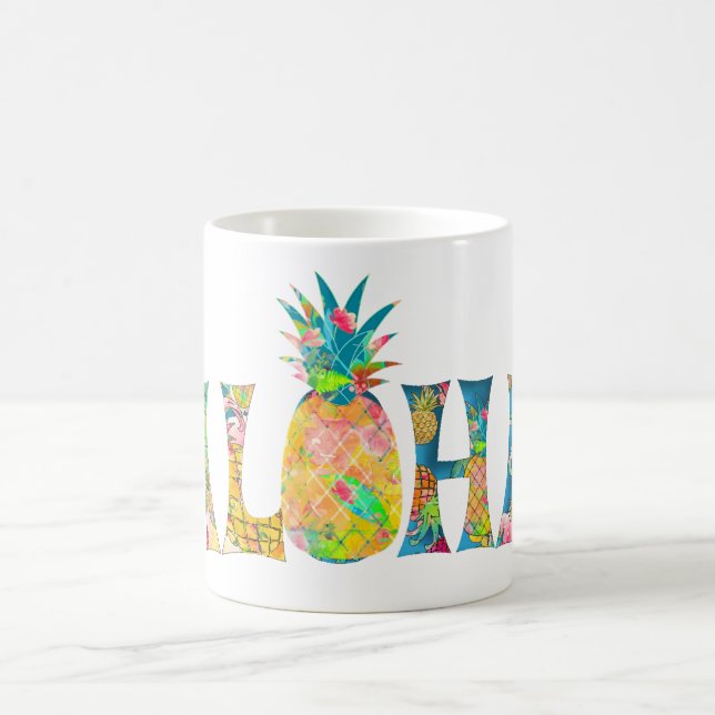 Mug PixDezines Aloha Ananas+Aquarelle Florale (Centre)