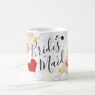 Mug PixDezines Bridesmaid/aquarelle florale