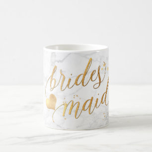 Mug PixDezines Bridesmaid Marble+Faux Gold/Script