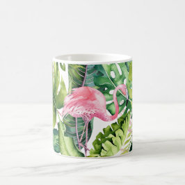 Mug PixDezines Flamants roses roses+Foliage tropical
