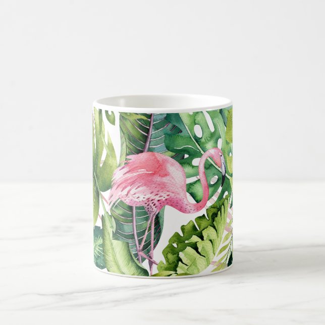 Mug PixDezines Flamants roses roses+Foliage tropical (Centre)