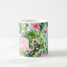 Mug PixDezines Flamants roses roses+Foliage tropical