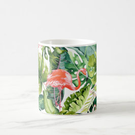 Mug PixDezines Flamants roses roses+Foliage tropical