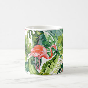 Mug PixDezines Flamants roses roses+Foliage tropical