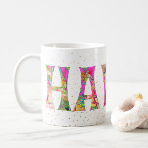 Mug PixDezines Hawaii Ananas Collage Aquarelle
