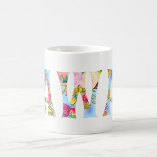 Mug PixDezines Hawaii Ananas Collage Aquarelle