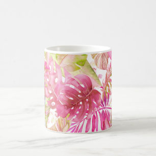 Mug PixDezines Hawaiian Jungle Pink Green Foliage