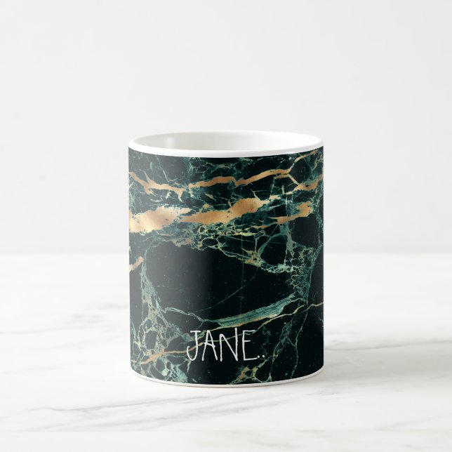 Mug PixDezines HUNTER GREEN MARBLE+FAUX OR VEINS (Centre)