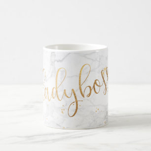 Mug PixDezines LADYBOSS Marble+Faux Gold/Script