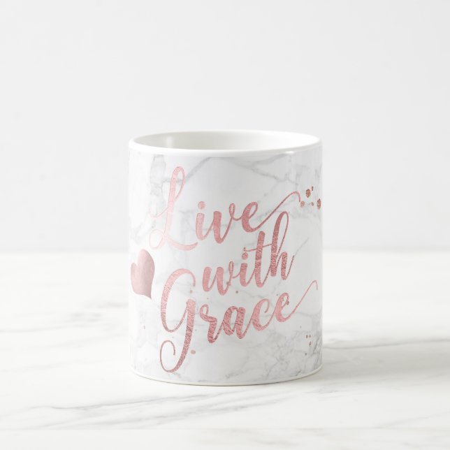 Mug PixDezines LIVE AVEC GRACE/Marble+Faux Rose Gold (Centre)