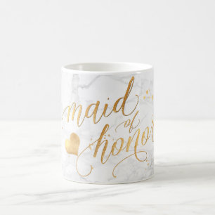 Mug PixDezines Maid of Honor/Marble+Faux Gold/Script