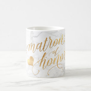 Mug PixDezines Matron of Honor/Marble+Faux Gold/Script