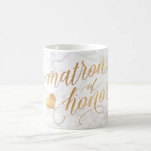 Mug PixDezines Matron of Honor/Marble+Faux Gold/Script (Centre)