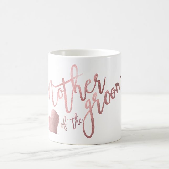 Mug PixDezines Mère de Groom/Faux Rose Gold Script (Centre)