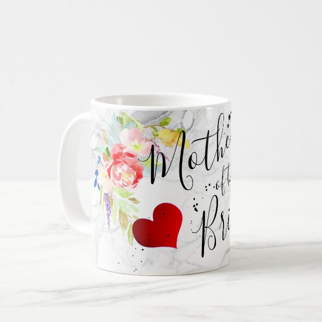 Mug PixDezines Mère de la mariée/aquarelle florale (Devant gauche)