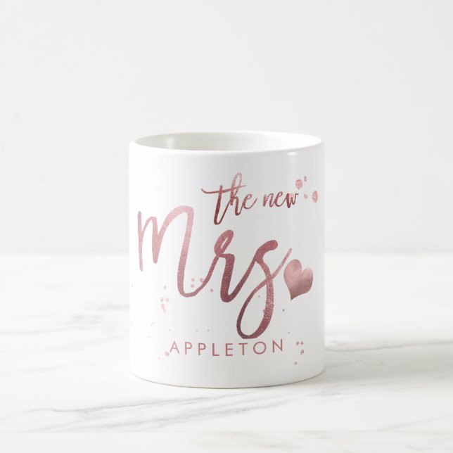 Mug PixDezines Mrs/Faux Rose Gold/Modern Script (Centre)