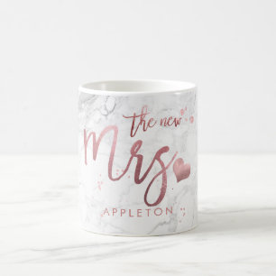 Mug PixDezines Nouvelle Mme/Marble Faux Rose Gold/Scri