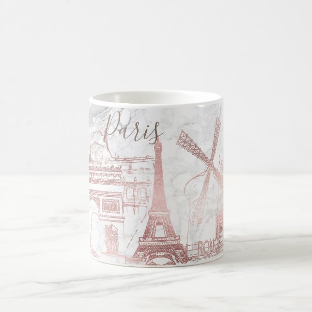 Mug PixDezines PARIS en FAUX ROSE OR+MARBLE (Centre)