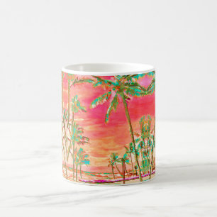 Mug PixDezines Vintage Hawaiian Beach/Turquoise+Orange