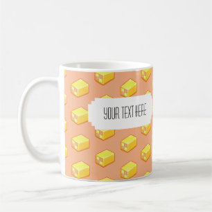Mug Pixel Art Battenberg Motif de gâteau avec Étiquett