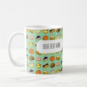 Mug Pixel Art délicieux gâteaux Motif avec Étiquette