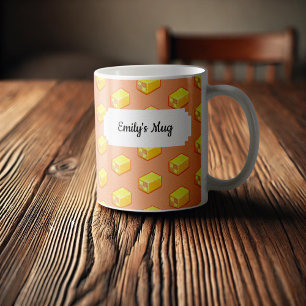Mug Pixel Art Pink & Yellow Battenberg Cake Motif
