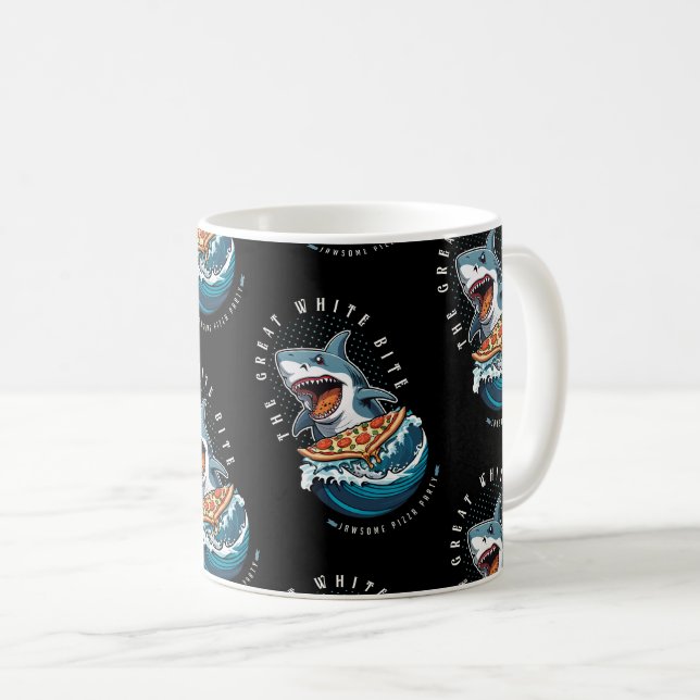 Mug Pizza pour manger des requins | Le Grand Bite Blan (Devant droit)