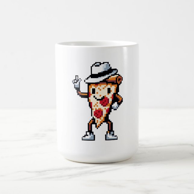 Mug Pizza Slice Dansant - Pixel Drôle Art Conception a (Centre)