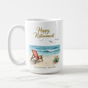 Mug Plage aquarelle de retraite heureuse personnalisée