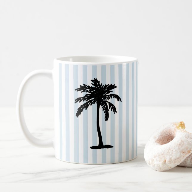 Mug Plage aux palmiers rayure nautique (Avec donut)
