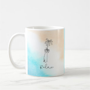 Mug Plage d'aquarelle bleu clair simple