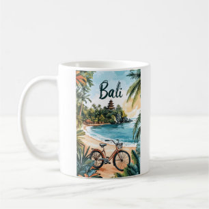Mug Plage de Bali avec bicyclette - Voyage tropical