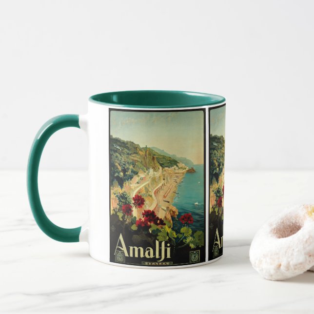 Mug Plage de la côte italienne d'Amalfi (Avec donut)