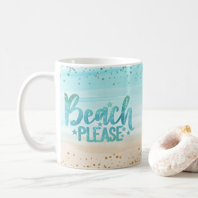 Mug Plage de Parties scintillant d'aquarelle personnal (Avec donut)