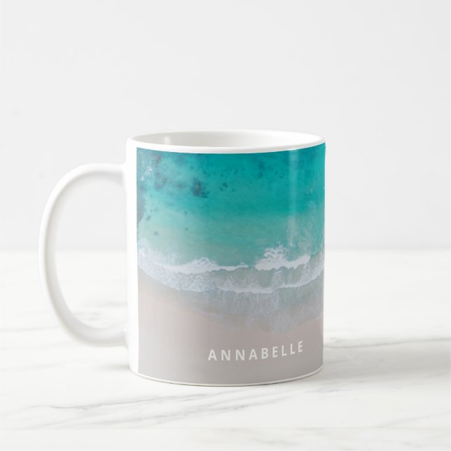 Mug Plage de sable tropicale océan moderne personnalis (Gauche)