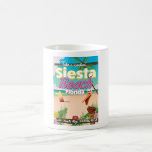 Mug Plage de Siesta florida affiche de voyage vintage