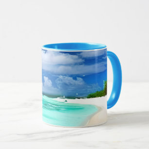 Mug Plage des Caraïbes avec ciel d'été bleu profond