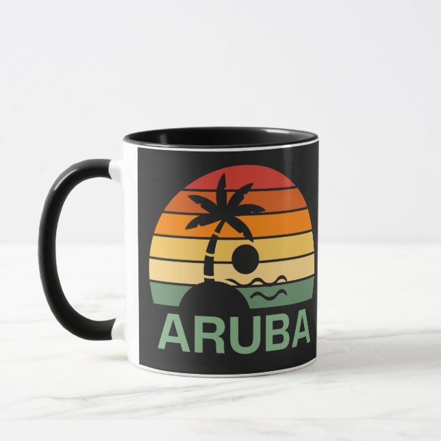 Mug Plage d'été d'Aruba Vintage Palm Trees (Gauche)