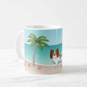 Mug Plage D'Été Tropicale De Chien De Papillon Rouge E