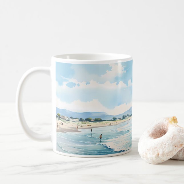 Mug Plage et vague de la mer (Avec donut)