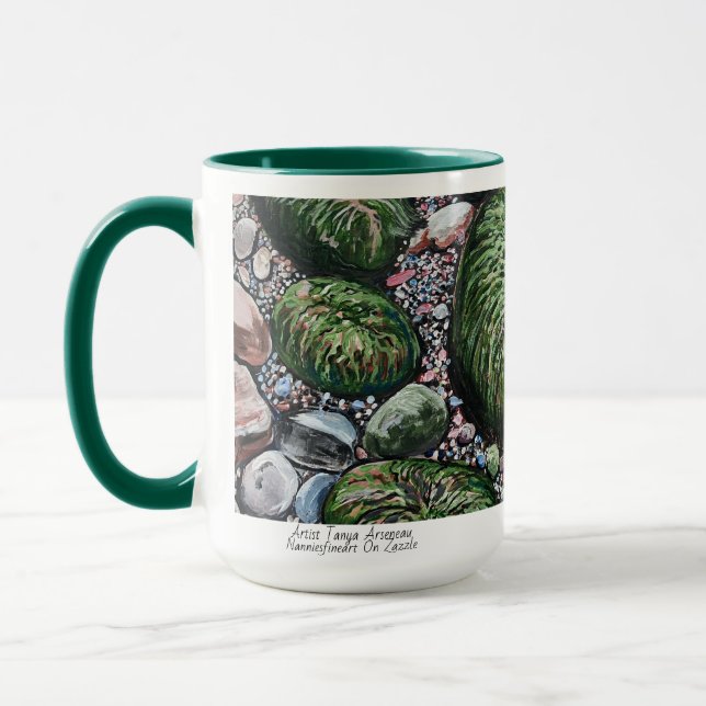 Mug Plage moderne de Greens / Marée dehors Art marin (Gauche)
