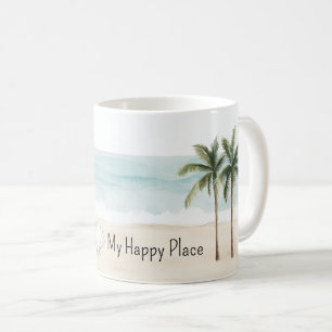 Mug Plage océanique Palmiers tropicaux Coquillages