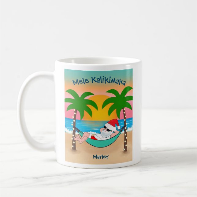 Mug Plage tropicale Père Noël Mele Kalikimaka Noël (Gauche)